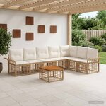 vidaXL Ensemble de canapés d'extérieur 8 pc Blanc Naturel et Crème
