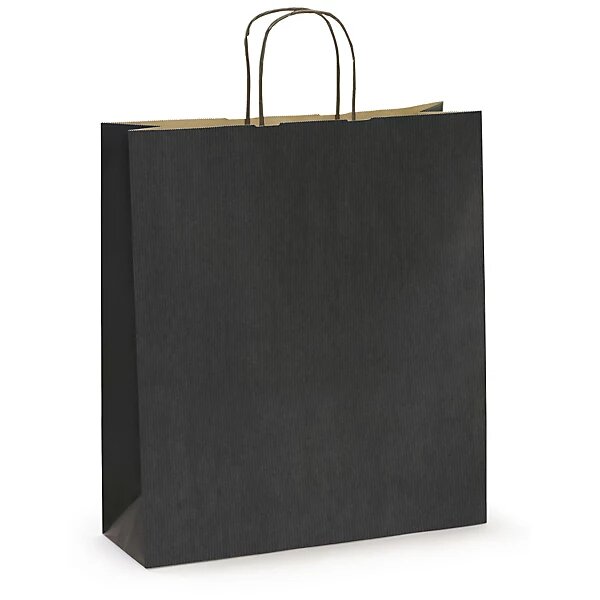 Sac kraft vergé noir à poignées torsadées raja 40 x 47 x 19 cm (lot de 100)