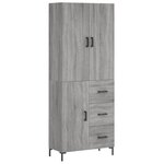 vidaXL Buffet haut Sonoma gris 69 5x34x180 cm Bois d'ingénierie