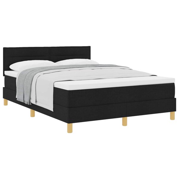 vidaXL Lit à ressorts avec matelas Noir 140 x 190 cm tissu