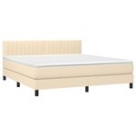 vidaXL Sommier à lattes de lit avec matelas LED Crème 160x200 cm Tissu