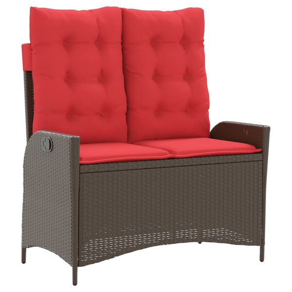 vidaXL Banc inclinable de jardin avec coussins marron résine tressée