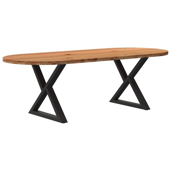vidaXL Table à manger marron clair bois de chêne massif ovale