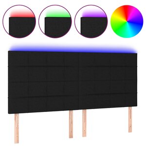 vidaXL Tête de lit à LED Noir 180x5x118/128 cm Tissu