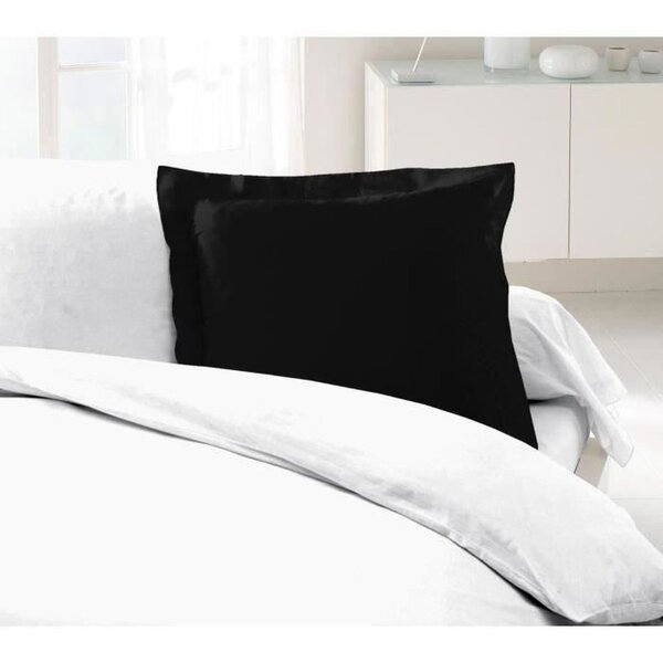 2 Taies d'Oreillers 100  coton 63 x 63 cm - Noir