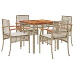 vidaXL Ensemble à manger de jardin avec coussins 5Pièces Beige poly rotin