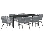 vidaXL Ensemble de salle à manger pour jardin avec coussin 7 Pièces Gris