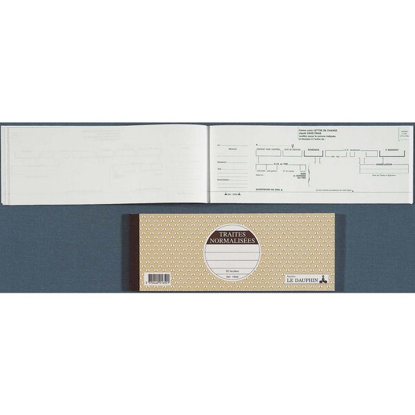 Carnet de 50 traites normalisées à souche 10,1 x 27 cm