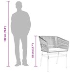vidaXL Ensemble à manger de jardin et coussins 3 Pièces noir rotin verre