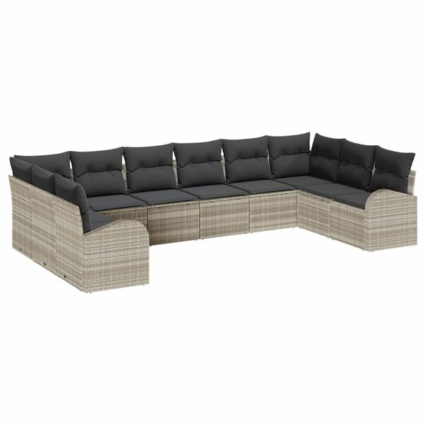 vidaXL Ensemble de canapé de jardin 10 Pièces Gris clair Poly rotin
