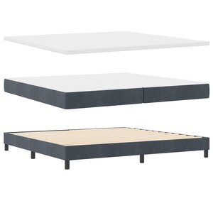 Lit Box Spring avec Matelas Gris Foncé 200x200 cm Velours