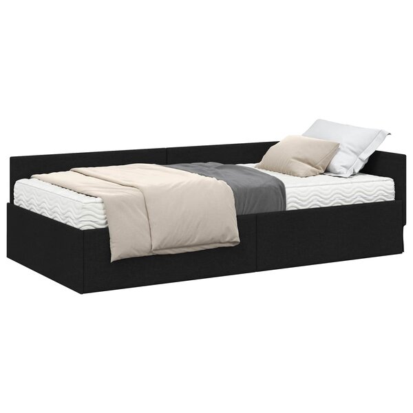 vidaXL Cadre de lit d'angle avec matelas Autre 2 Pièces Vert tissu