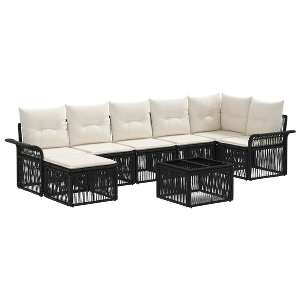 vidaXL Ensemble de canapé de jardin 8 Pièces Noir polyrotin