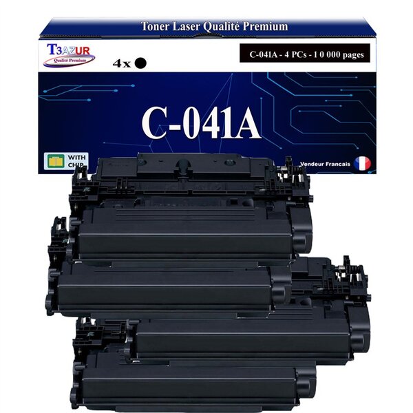 T3AZUR - 4x Tonesr compatibles avec Canon 041 (0452C002) pour Canon LBP312x  MF522X  MF525X Noir - 10 000p