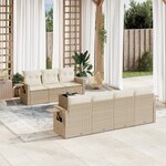 vidaXL Salon de jardin avec coussins 8 Pièces beige résine tressée