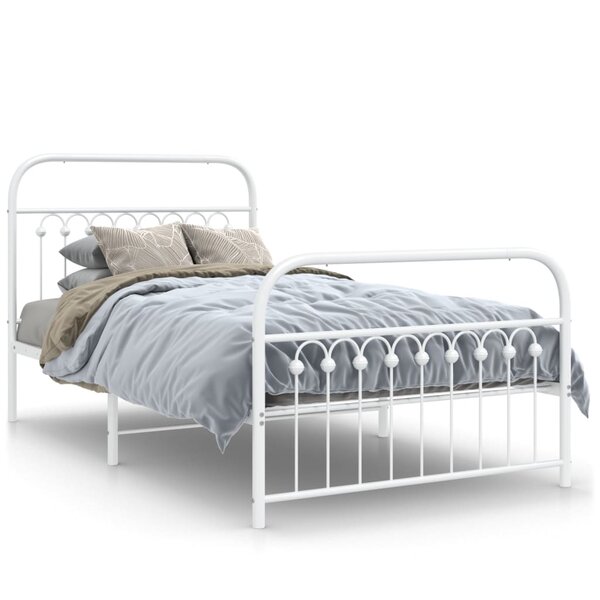 vidaXL Cadre de lit métal sans matelas et pied de lit blanc 100x200 cm