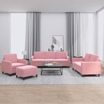 vidaXL Ensemble de canapés 4 Pièces rose velours