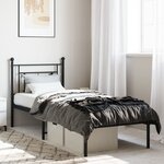 vidaXL Cadre de lit métal avec tête de lit noir 80x200 cm