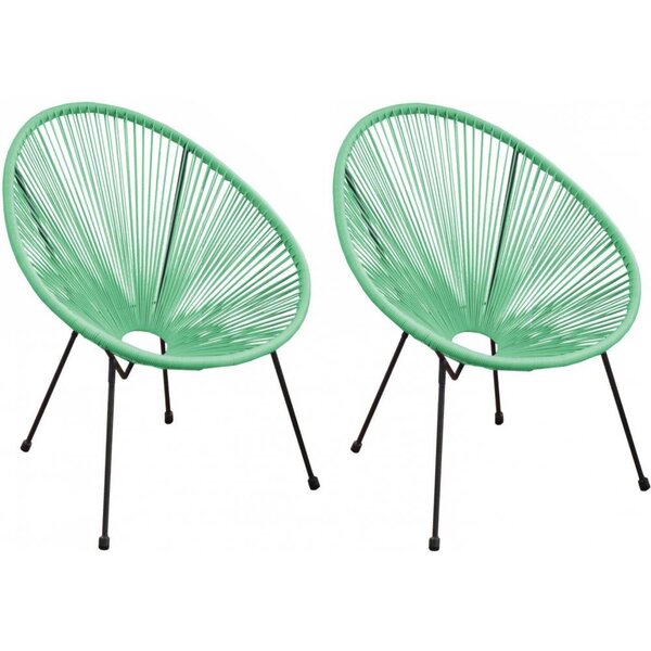 Fauteuil fil de jardin en métal et résine tressée rio (lot de 2)