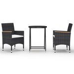 vidaXL Ensemble de bistro de jardin 3 Pièces poly rotin et verre trempé