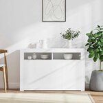 vidaXL Buffet avec lumières LED blanc brillant 115 5x30x75 cm