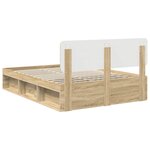 vidaXL Cadre de lit avec tête de lit Sonoma 140 x 190 cm Pin massif