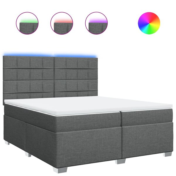 vidaXL Sommier à lattes de lit avec matelas Gris foncé 200x200cm Tissu