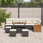 vidaXL Ensemble de canapé de jardin avec coussin 10 Pièces Noir et Crème