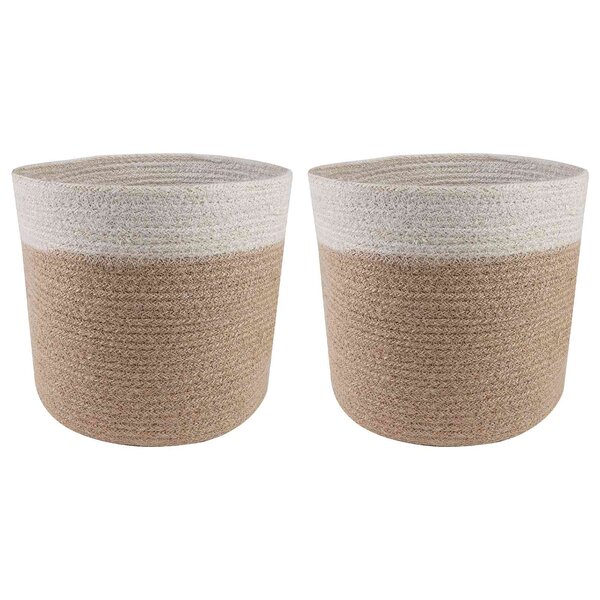 vidaXL Ensemble de Pots à Plantes 2 Pièces Naturel et Blanc Ø 21 x 21 cm