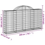 vidaXL Paniers à gabions arqués 2 Pièces 200x30x100/120 cm Fer galvanisé