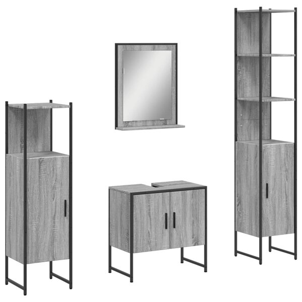 vidaXL Ensemble d'armoires de salle de bain 4 Pièces sonoma gris