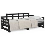 vidaXL Lit coulissant sans matelas noir bois de pin massif