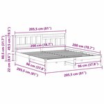 vidaXL Cadre de lit avec tête de lit Blanc 200 x 200 cm Pin massif
