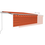 vidaXL Auvent automatique store capteur de vent LED Orange et marron