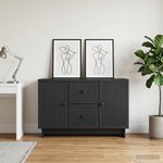 vidaXL Buffet avec tiroir Noir 89 x 34 5 x 60 cm Bois d'ingénierie