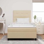 vidaXL Lit à ressorts avec matelas avec LED Crème 120 x 190 cm tissu