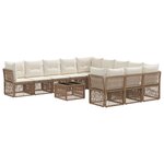 vidaXL Ensemble de canapé de jardin 12 Pièces Beige polyrotin