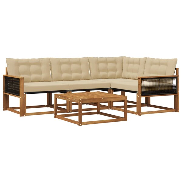 vidaXL Ensemble de canapés d'extérieur 5 Pièces Naturel et Beige