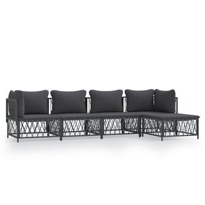 vidaXL Salon de jardin avec coussins 5 Pièces anthracite acier