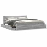 vidaXL Cadre de lit avec tête de lit sonoma gris 200x200 cm