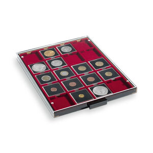 Médaillier numismatique pour 20 capsules Quadrum  à teinte fumée.