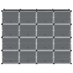 vidaXL Cubes de rangement 16 Pièces avec portes noir PP