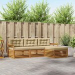 vidaXL Ensemble de canapés d'extérieur avec coussin Naturel et Beige