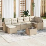 vidaXL Ensemble de canapé de jardin 8 Pièces Beige Poly rotin