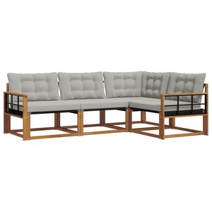 vidaXL Ensemble de canapés d'extérieur 4 pc Gris Naturel et Clair
