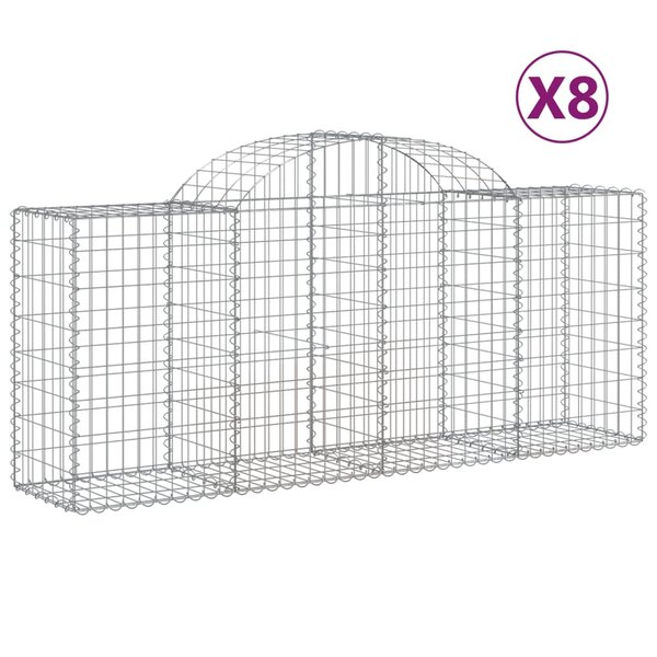 vidaXL Paniers à gabions arqués 8 Pièces 200x50x80/100 cm Fer galvanisé
