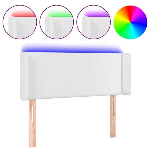 vidaXL Tête de lit à LED Blanc 93x16x78/88 cm Similicuir