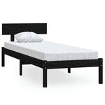 vidaXL Cadre de lit sans matelas noir bois de pin massif
