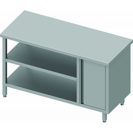 Table inox avec porte & 2 etagères à gauche - profondeur 600 - stalgast -  - inox1000x600 x600xmm