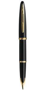 Waterman carène stylo plume noir plume fine 18k encre bleue coffret cadeau